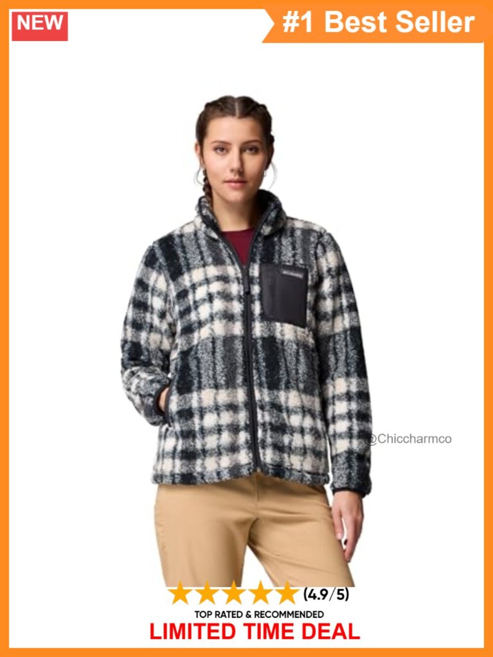 Plaid Fleece Full Zip Jacket Recycled Regular Fit